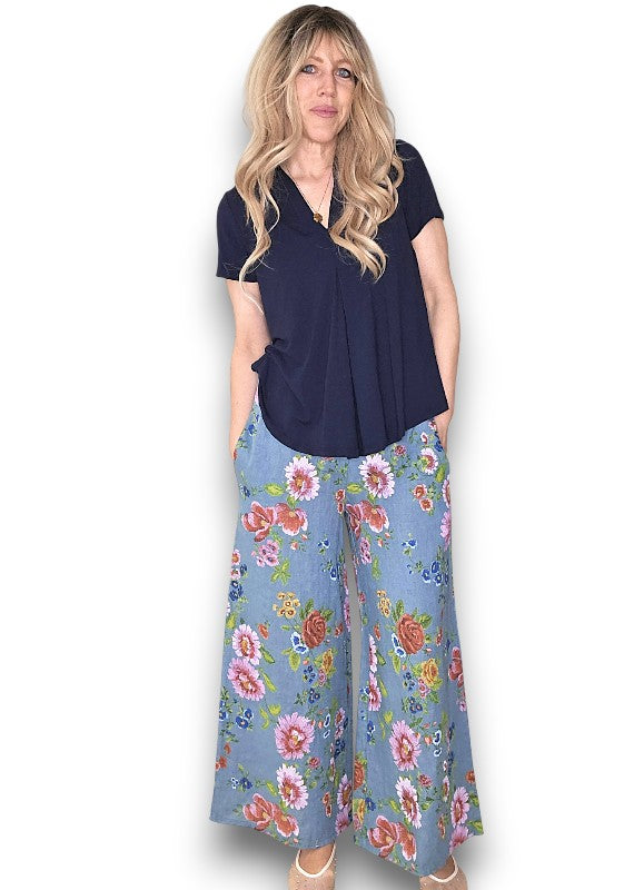 Petrol Palazzo Doily Rose Pant