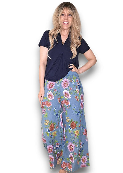Petrol Palazzo Doily Rose Pant