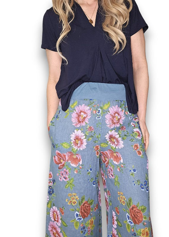 Petrol Palazzo Doily Rose Pant