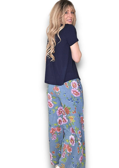 Petrol Palazzo Doily Rose Pant