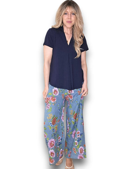 Petrol Palazzo Doily Rose Pant