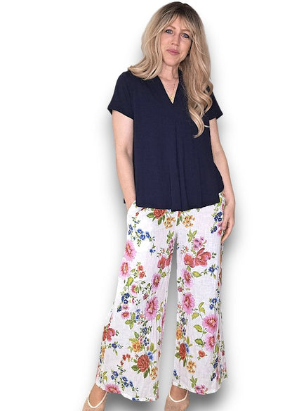 White Palazzo Doily Rose Pant