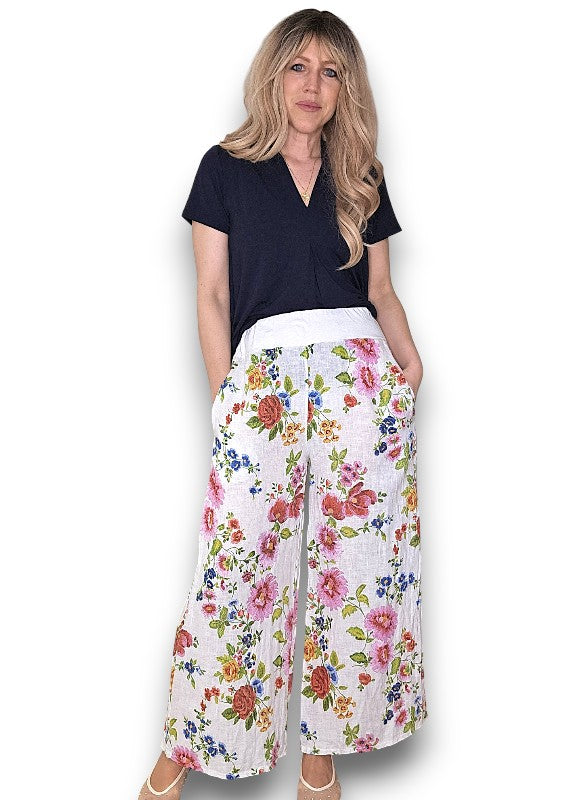 White Palazzo Doily Rose Pant