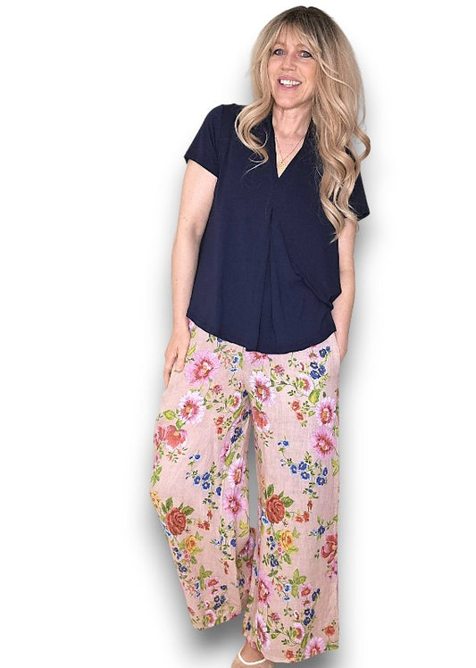 Baby Pink Palazzo Doily Rose Pant