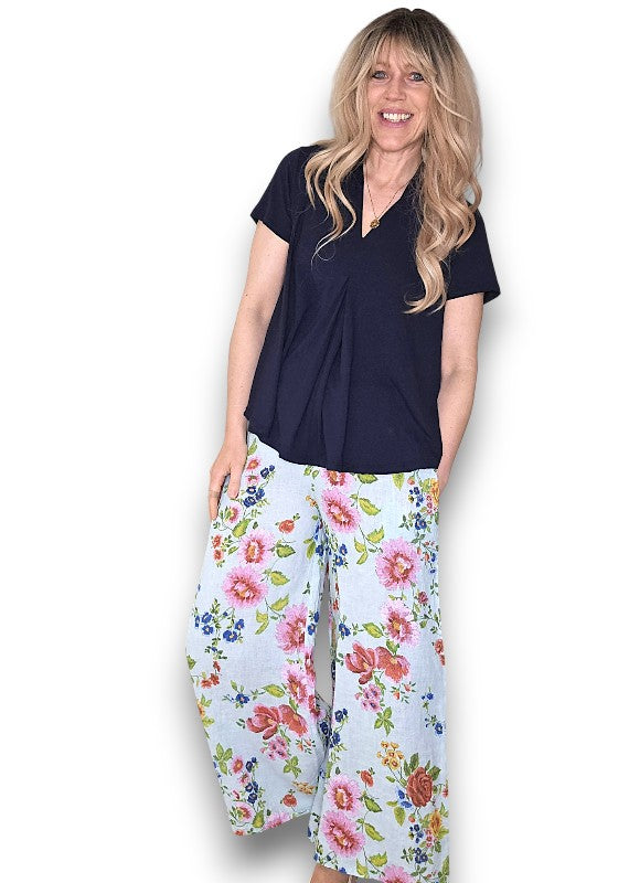 Baby Blue Palazzo Doily Rose Pant