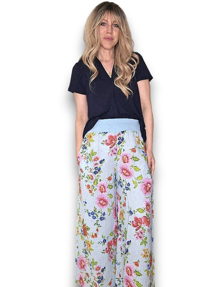 Baby Blue Palazzo Doily Rose Pant