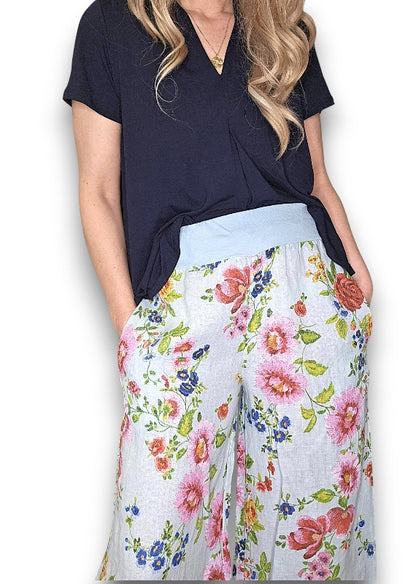 Baby Blue Palazzo Doily Rose Pant