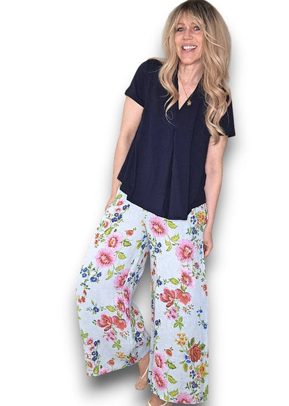 Baby Blue Palazzo Doily Rose Pant