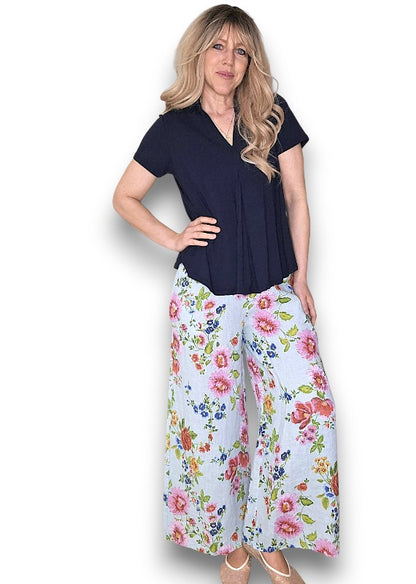 Baby Blue Palazzo Doily Rose Pant