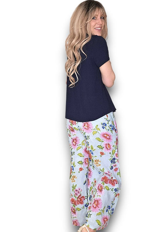 Baby Blue Palazzo Doily Rose Pant