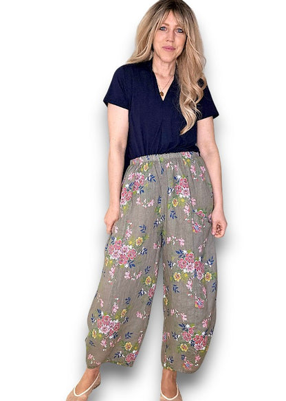 Mocha Wild Daisy Barrel Pant