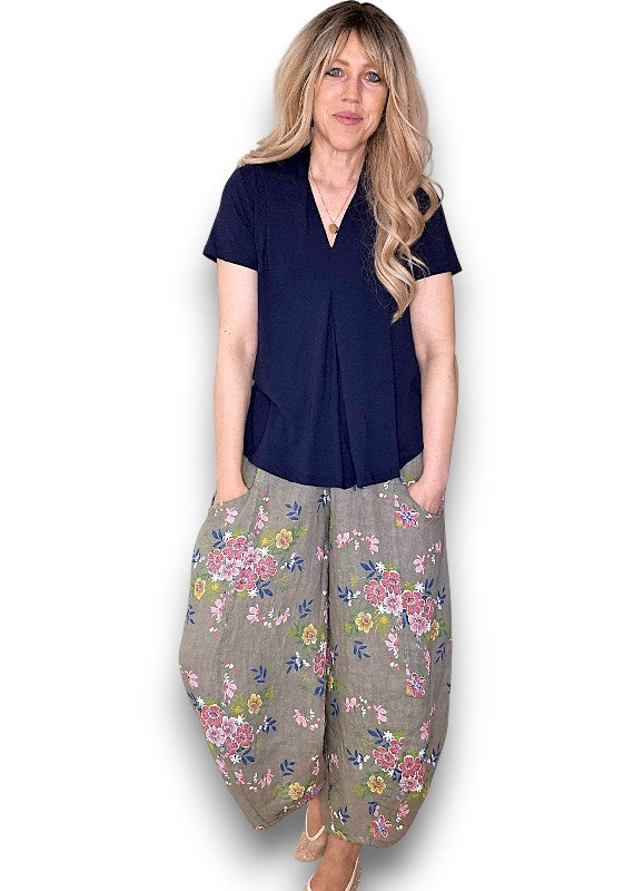 Mocha Wild Daisy Barrel Pant