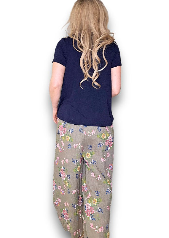 Mocha Wild Daisy Barrel Pant