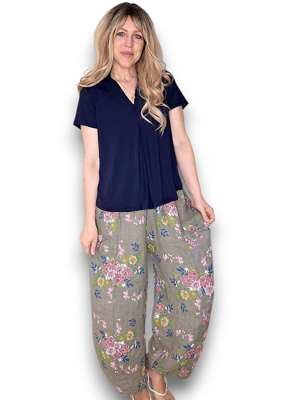 Mocha Wild Daisy Barrel Pant