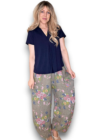 Mocha Wild Daisy Barrel Pant