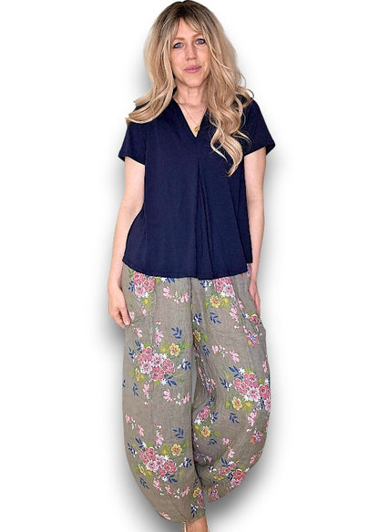 Mocha Wild Daisy Barrel Pant