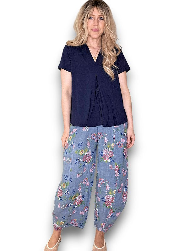 Petrol Wild Daisy Barrel Pant