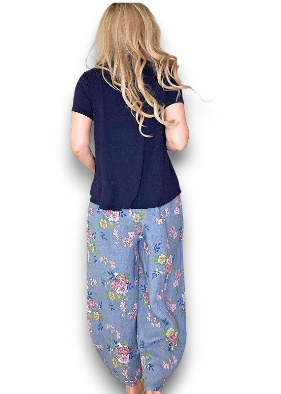 Petrol Wild Daisy Barrel Pant