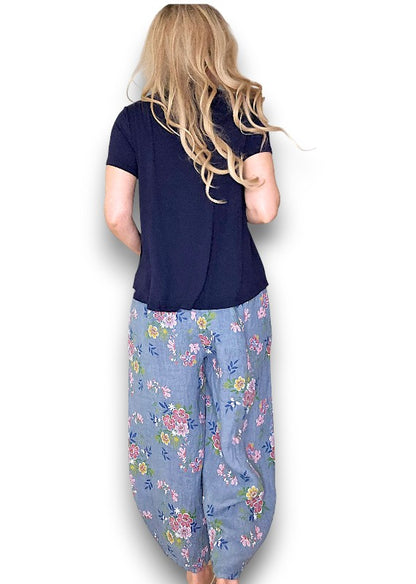 Petrol Wild Daisy Barrel Pant