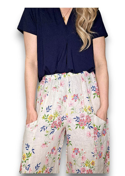 Beige Wild Daisy Barrel Pant