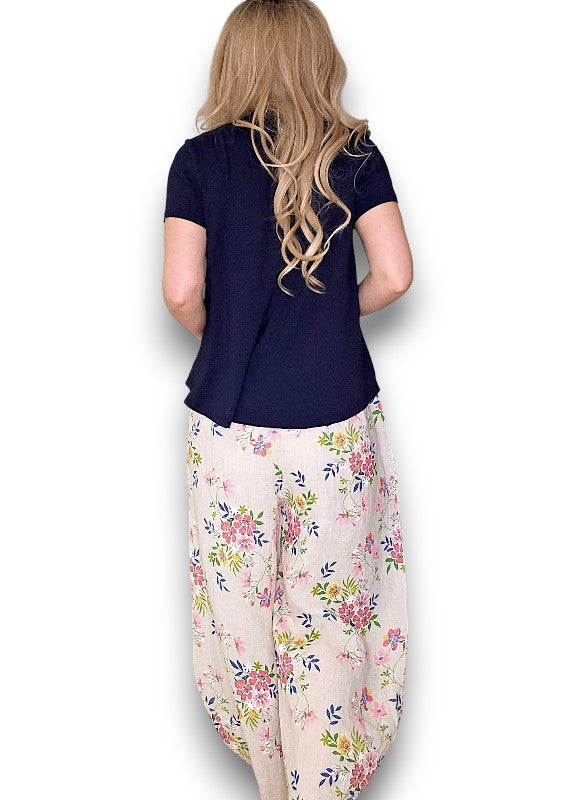 Beige Wild Daisy Barrel Pant