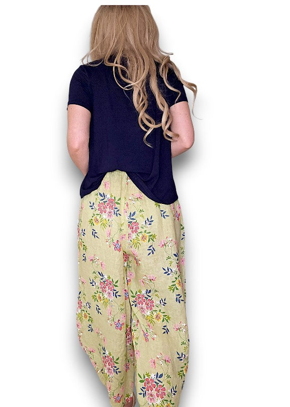 Antique Lime Wild Daisy Barrel Pant