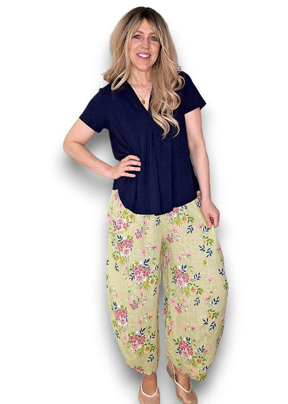 Antique Lime Wild Daisy Barrel Pant