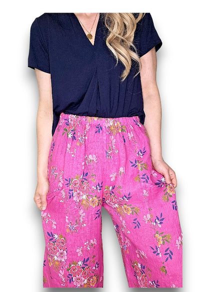 Hot Pink Wild Daisy Barrel Pant