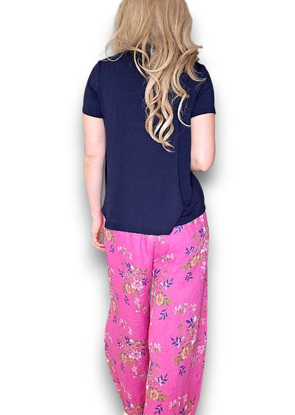 Hot Pink Wild Daisy Barrel Pant