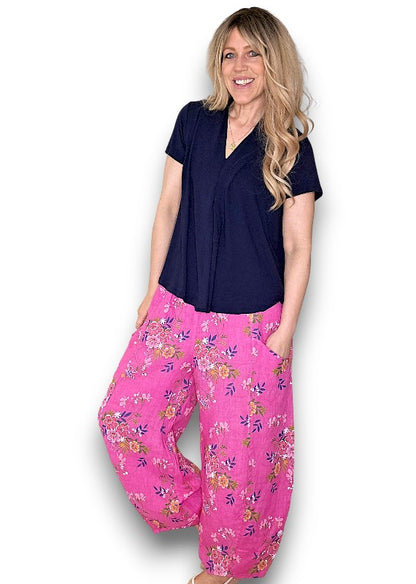 Hot Pink Wild Daisy Barrel Pant