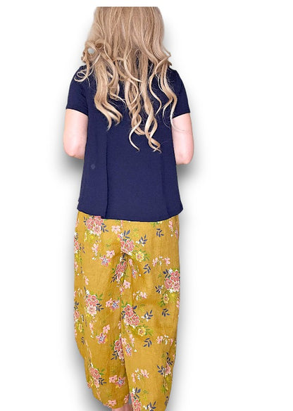 Mustard Wild Daisy Barrel Pant