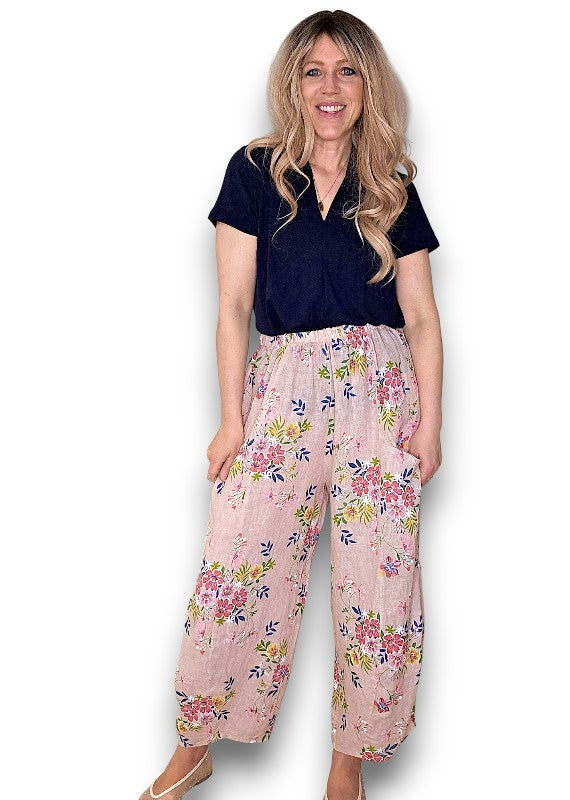 Baby Pink Wild Daisy Barrel Pant