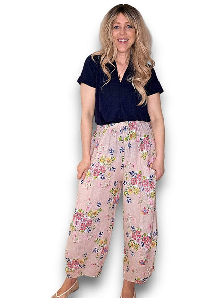 Baby Pink Wild Daisy Barrel Pant