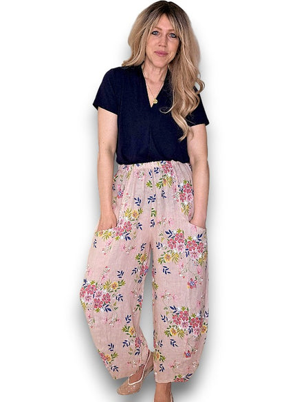 Baby Pink Wild Daisy Barrel Pant