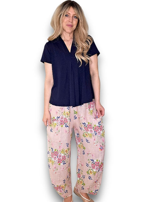 Baby Pink Wild Daisy Barrel Pant