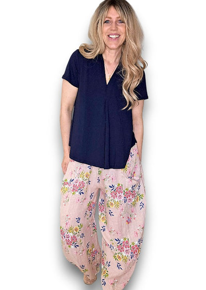 Baby Pink Wild Daisy Barrel Pant