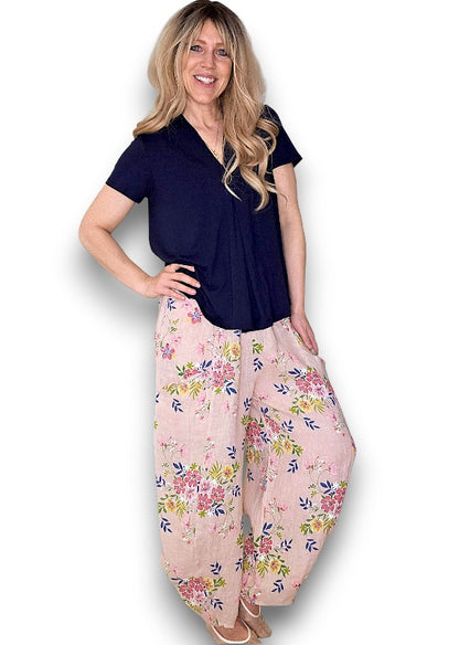 Baby Pink Wild Daisy Barrel Pant