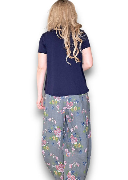 Grey Wild Daisy Barrel Pant