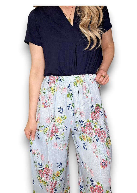 Baby Blue Wild Daisy Barrel Pant