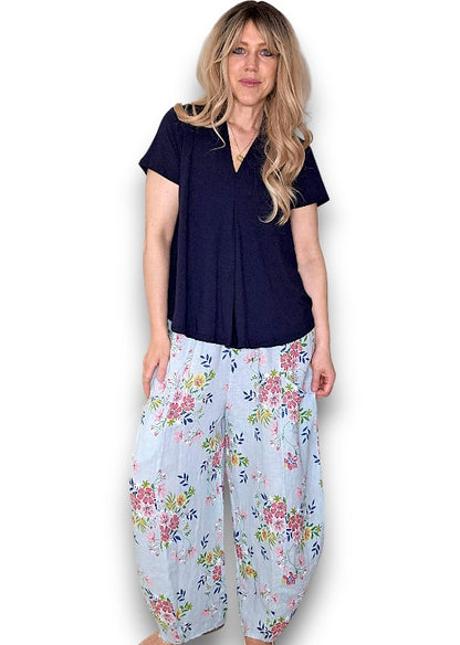 Baby Blue Wild Daisy Barrel Pant