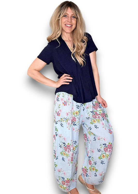 Baby Blue Wild Daisy Barrel Pant