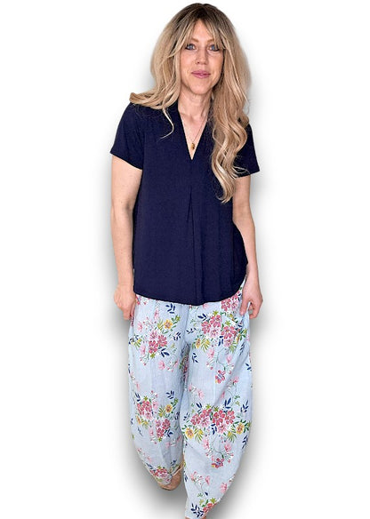 Baby Blue Wild Daisy Barrel Pant