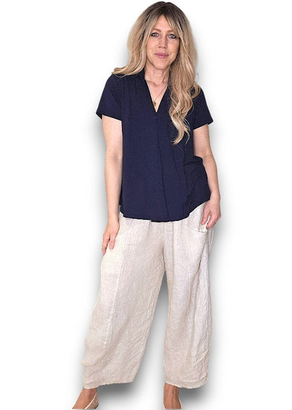 Navy Samba Viscose Tee