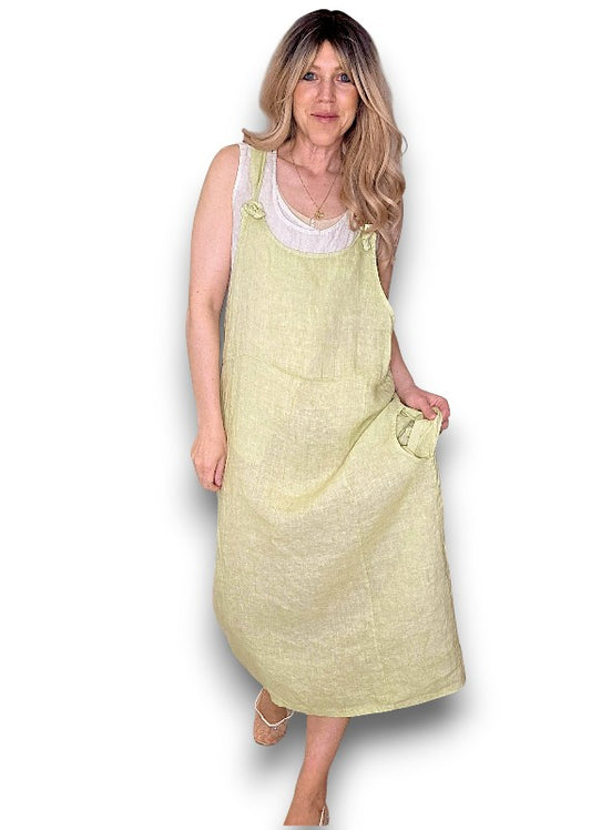 Antique Lime Plain Tie it your way-Jumpsuit Dress