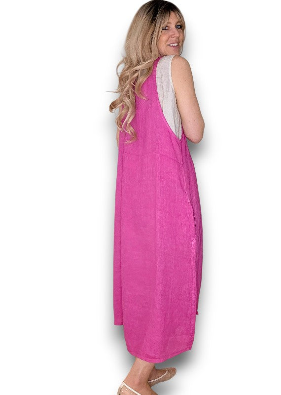 Hot Pink Plain Tie it your way-Jumpsuit Dress