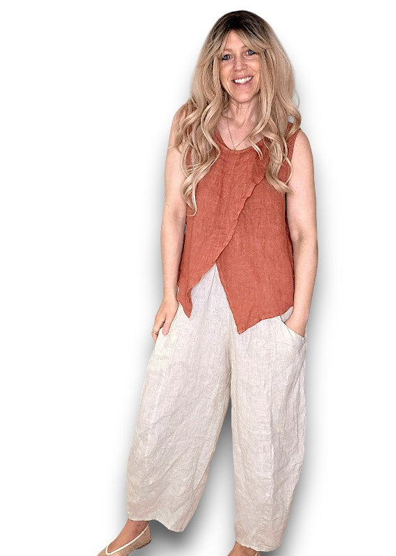 Brick Overlap Linen Tank Top