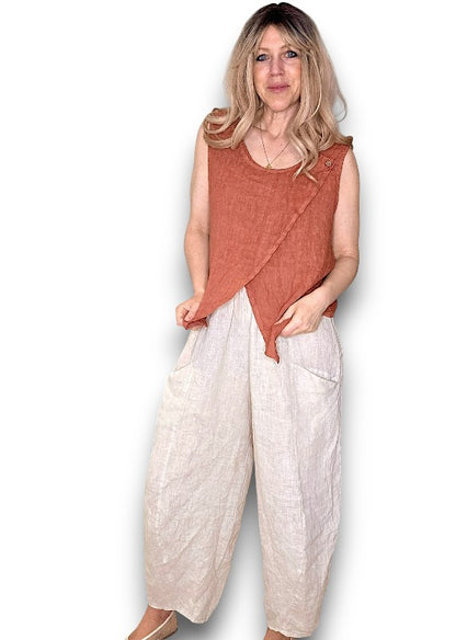 Brick Overlap Linen Tank Top