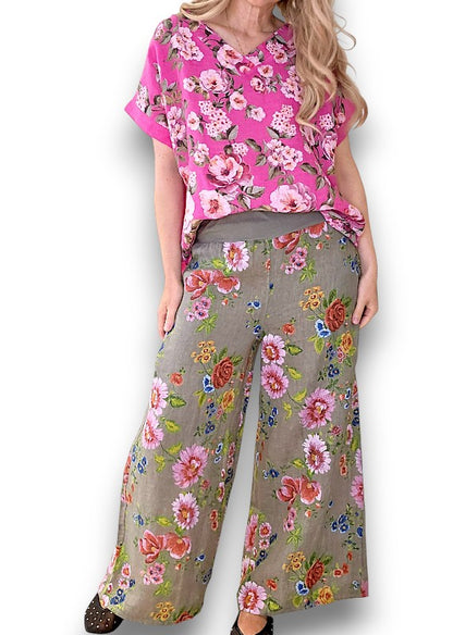 Mocha Palazzo Doily Rose Pant
