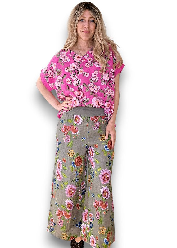 Mocha Palazzo Doily Rose Pant