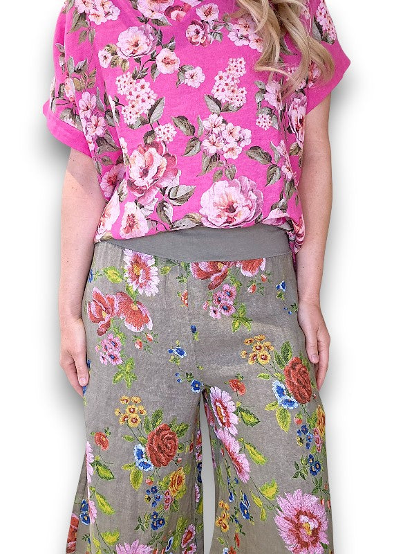 Mocha Palazzo Doily Rose Pant